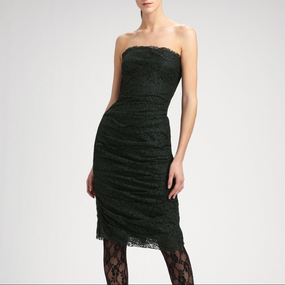 Dolce & Gabbana strapless green lace dress size 44